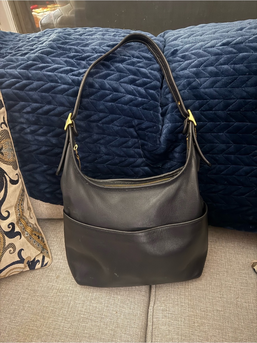 Vintage Coach Black Leather Legacy Hobo Shoulder Bag 9058